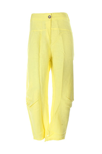 maloka pantalons femme de couleur jaune