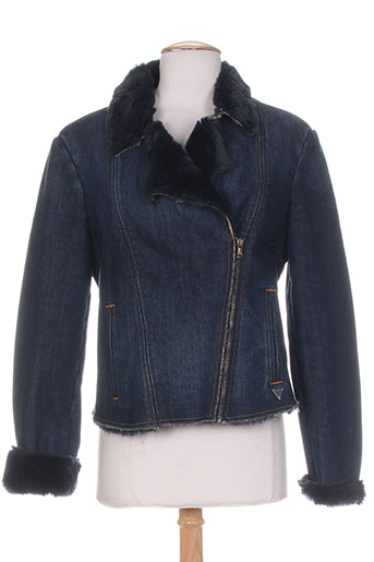 guess vestes femme de couleur bleu