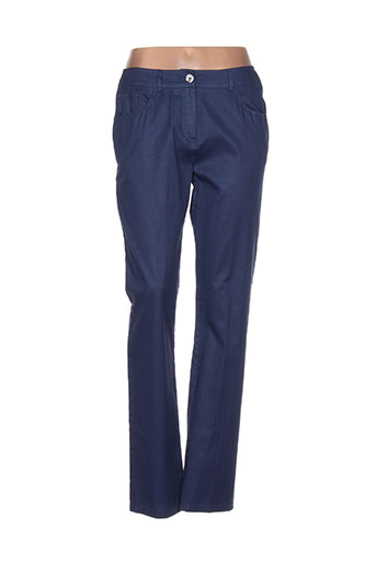 pause cafe pantalons femme de couleur bleu