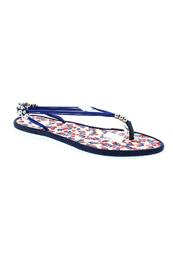 string tong chaussures femme de couleur bleu
