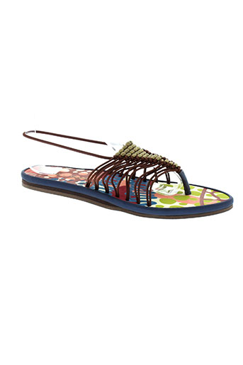 string tong chaussures femme de couleur bleu
