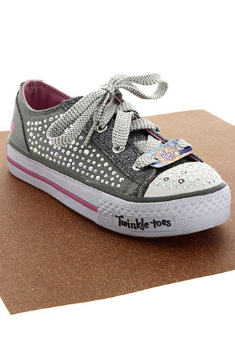 skechers chaussures fille de couleur gris