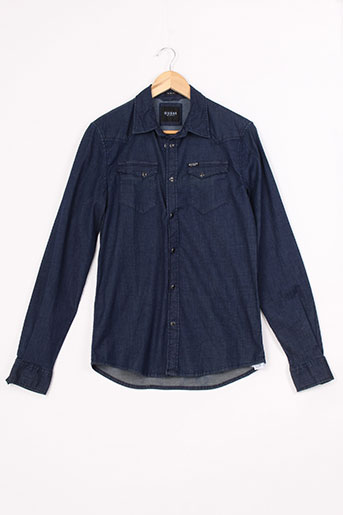 guess chemises homme de couleur bleu