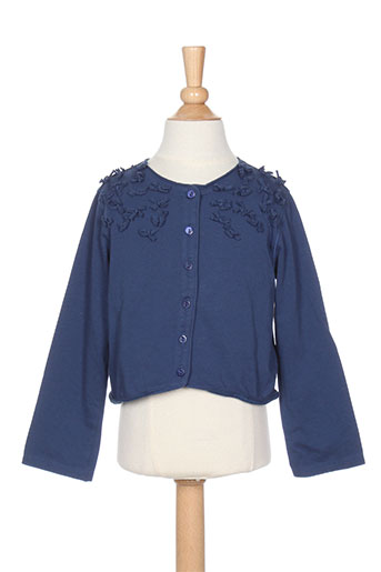 eliane et lena gilets fille de couleur bleu
