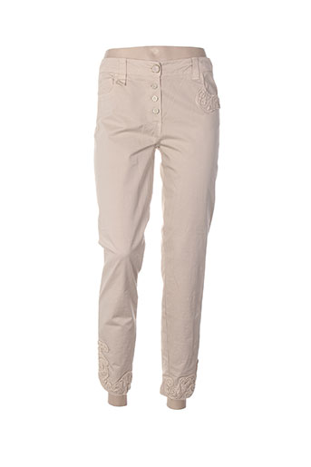 elisa cavaletti pantalons femme de couleur beige