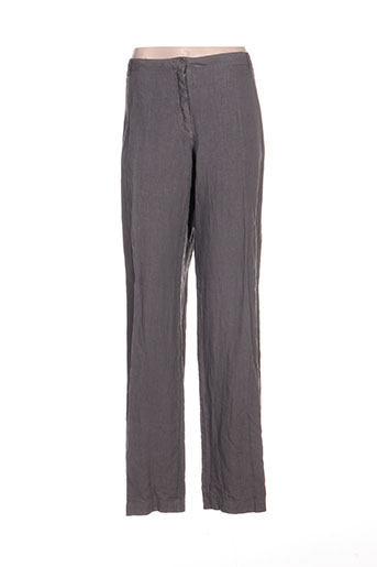 120% lino pantalons femme de couleur gris