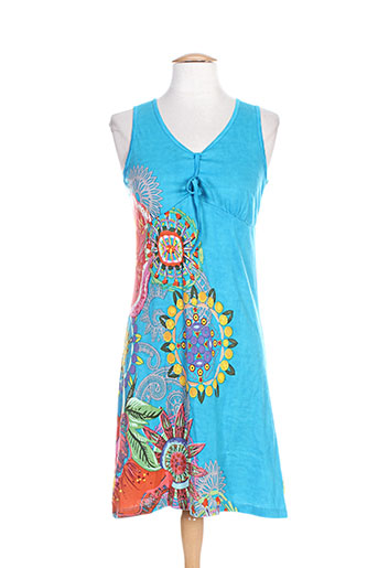 coton du monde robes femme de couleur bleu