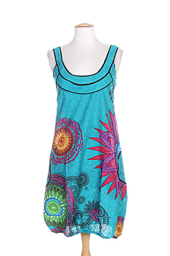 coton du monde robes femme de couleur bleu