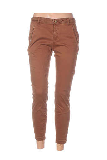 yaya pantalons femme de couleur marron