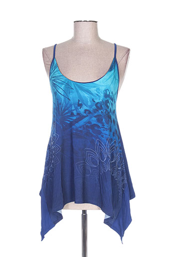 desigual t-shirts femme de couleur bleu