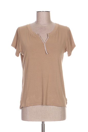 poissons blancs t-shirts femme de couleur marron