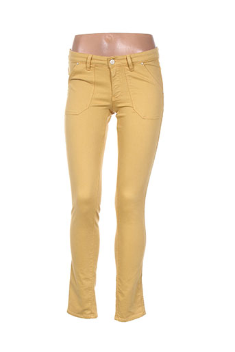 ikks pantalons femme de couleur jaune