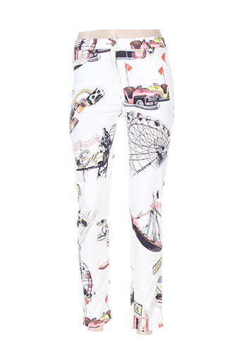 tricot chic pantalons femme de couleur blanc