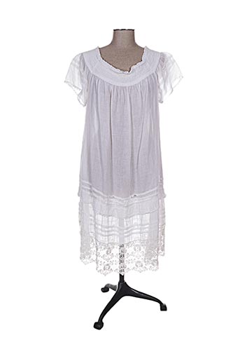 120% lino robes femme de couleur blanc