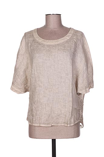 120% lino chemises femme de couleur beige