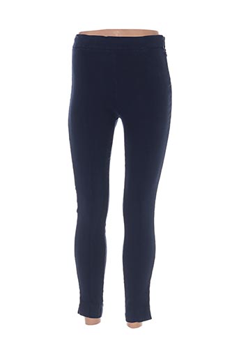 120% lino pantalons femme de couleur bleu