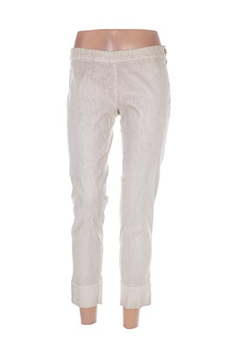 120% lino pantalons femme de couleur beige