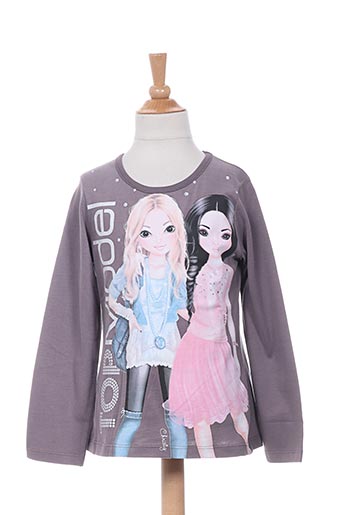 top model t-shirts fille de couleur gris