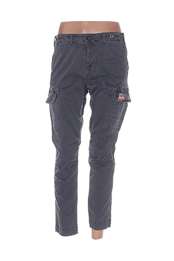 superdry pantalons femme de couleur gris