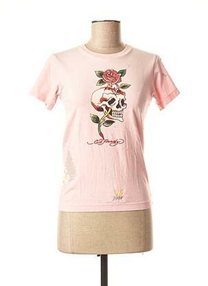 T-shirt manches courtes rose DON ED HARDY pour femme