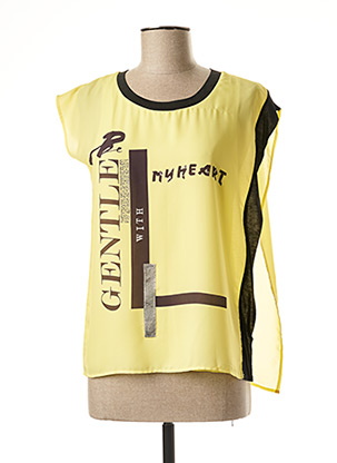 T-shirt manches courtes jaune EXQUISS'S pour femme