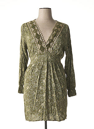 Robe mi-longue vert PIMENT ROUGE pour femme