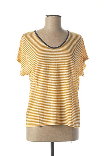 T-shirt manches courtes jaune BLANC BOHEME pour femme