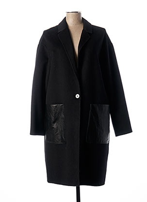 Manteau long Synthétique Twinset en coloris Noir Femme Vêtements Manteaux Manteaux longs et manteaux dhiver 