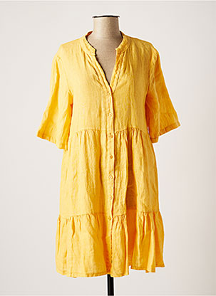 Robe mi-longue jaune #OOTD pour femme