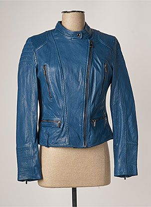 Veste en cuir bleu ROSE GARDEN pour femme