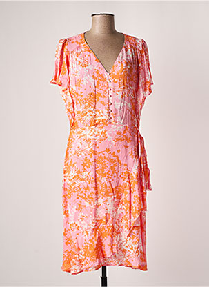 Robe mi-longue orange EVA KRYSTAL pour femme